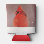 Snowy Cardinal Red Bird Cosy Koelbox Blikjeskoeler (Achterkant)