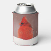 Snowy Cardinal Red Bird Cosy Koelbox Blikjeskoeler (Blikje Achterkant)