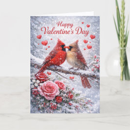 Snowy Cardinals Valentine’s Day: Love in Winter Feestdagen Kaart