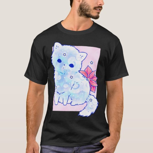 Snowy Cat Flower T-shirt (Voorkant)