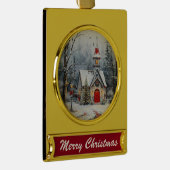Snowy Chapel Glow Verguld Banner Ornament (Rechts)