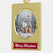 Snowy Chapel Glow Verguld Banner Ornament (Links)