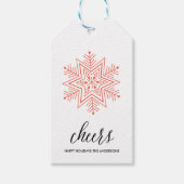 Snowy Cheers- Decoratieve Snowflake Gift Label Cadeaulabel (Voorkant)