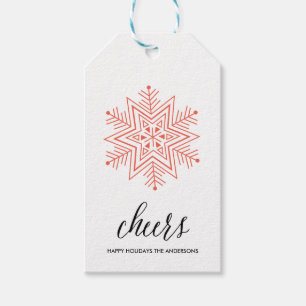 Snowy Cheers- Decoratieve Snowflake Gift Label Cadeaulabel