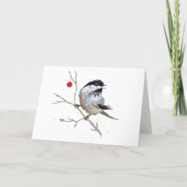 Snowy Chickadee Kerstmis Bedankkaart