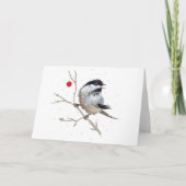Snowy Chickadee Kerstmis Bedankkaart (Voorkant)