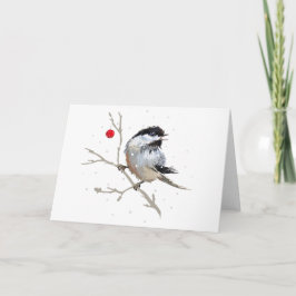 Snowy Chickadee Kerstmis Bedankkaart
