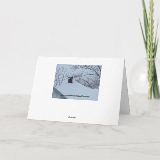 Snowy Chimney & Roof, Kerstmis Feestdagen Kaart (Achterkant)