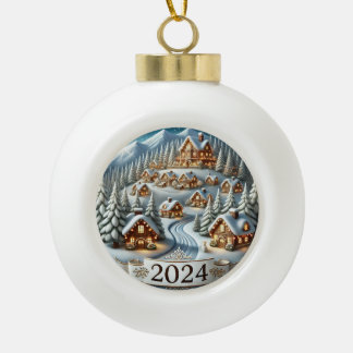 Snowy Christmas 2024 Keramische Bal Ornament