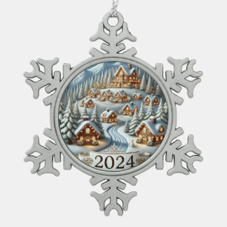 Snowy Christmas 2024 Tin Sneeuwvlok Ornament