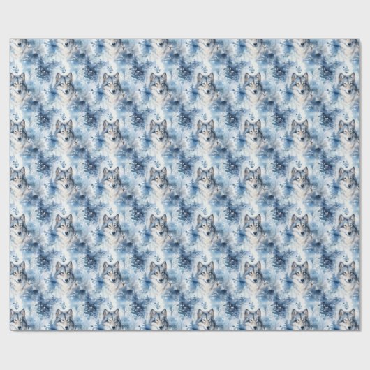 Snowy Christmas bomen wolf betegeld Cadeaupapier (Vlak)