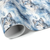 Snowy Christmas bomen wolf betegeld Cadeaupapier (Rol Hoek)