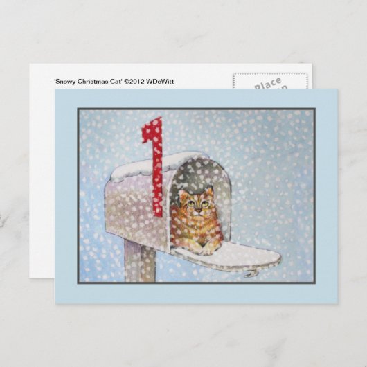 Snowy Christmas Cat Briefkaart (Voorkant / Achterkant)