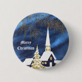 Snowy Christmas Church Amen Button (Voorkant)