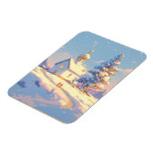 Snowy Christmas Church Scene Magneet (Linkerzijde)