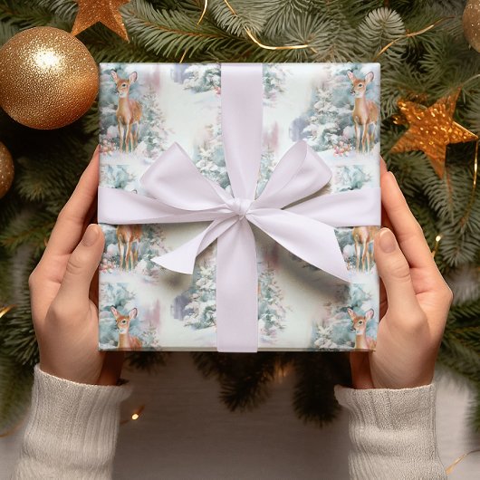 Snowy Christmas Deer Wrapping Paper Cadeaupapier