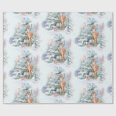 Snowy Christmas Deer Wrapping Paper Cadeaupapier (Vlak)