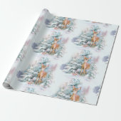 Snowy Christmas Deer Wrapping Paper Cadeaupapier (Uitgerold)