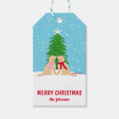 Snowy Christmas Dogs Gepersonaliseerde Gift Labels Cadeaulabel (Voorkant)
