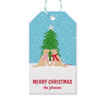 Snowy Christmas Dogs Gepersonaliseerde Gift Labels