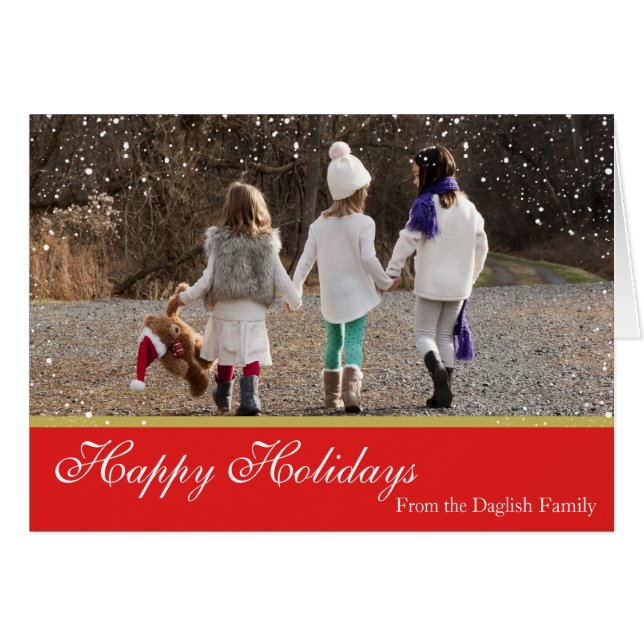 Snowy Christmas Familie Kaart (Voorkant Horizontaal)