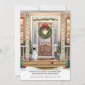 Snowy Christmas Front Porch Gezellig Nieuw Huis Feestdagenkaart (Voorkant)