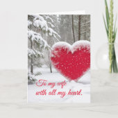 Snowy Christmas Heart Feestdagen Kaart (Voorkant)