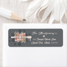 Snowy Christmas Houses Snowflakes Grey Terug