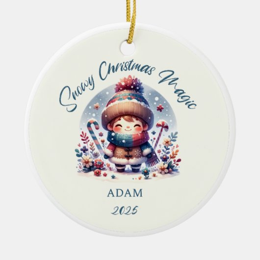 Snowy Christmas Magic Keramisch Ornament (Voorkant)