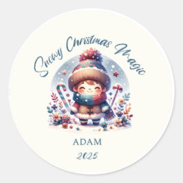 Snowy Christmas Magic Ronde Sticker