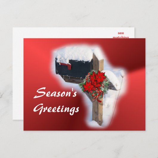 Snowy Christmas Mailbox - personaliseren Feestdagenkaart (Voorkant / Achterkant)