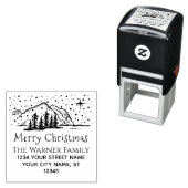 Snowy Christmas Mountains Trees Naam RET Adres Zelfinktende Stempel (In situ)