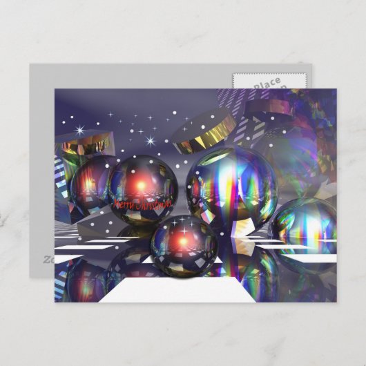 Snowy Christmas Night kaart (Voorkant / Achterkant)