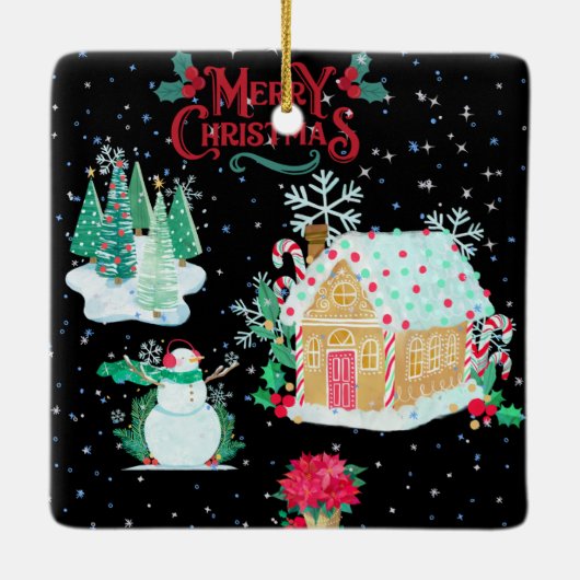 Snowy Christmas Night Ornament (Achterkant)