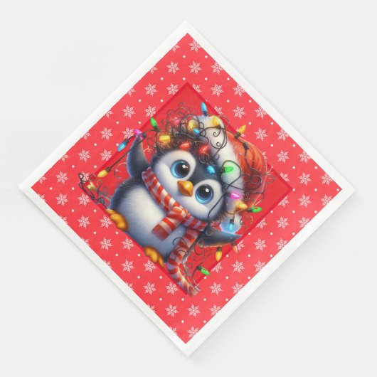 Snowy Christmas Penguin Paper Napkin Servet (Hoek)