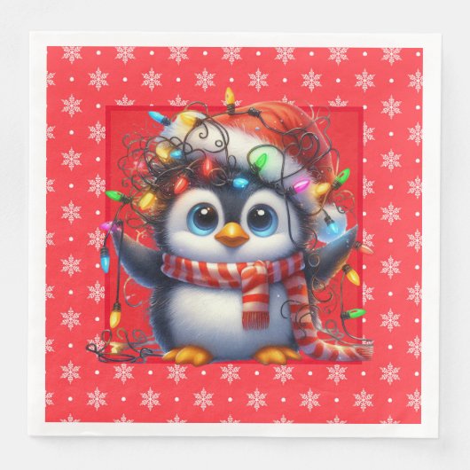 Snowy Christmas Penguin Paper Napkin Servet (Voorkant)