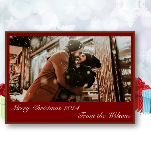 Snowy Christmas Photo Holiday Kaart