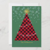 Snowy Christmas Plaids Tree personaliseren Feestdagenkaart (Voorkant)