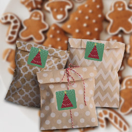 Snowy Christmas Plaids Tree personaliseren Vierkante Sticker