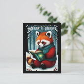 Snowy Christmas Red Panda Leesboek Briefkaart (Staand voorkant)
