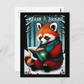 Snowy Christmas Red Panda Leesboek Briefkaart (Voorkant / Achterkant)