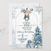 Snowy Christmas Reindeer Verjaardagsjongen Kaart (Voorkant)