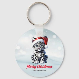 Snowy Christmas Santa Schattigee Sneeuw Leopard Cu Sleutelhanger