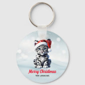 Snowy Christmas Santa Schattigee Sneeuw Leopard Cu Sleutelhanger (Achterkant)