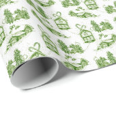 Snowy Christmas Toile | green Cadeaupapier (Rol Hoek)