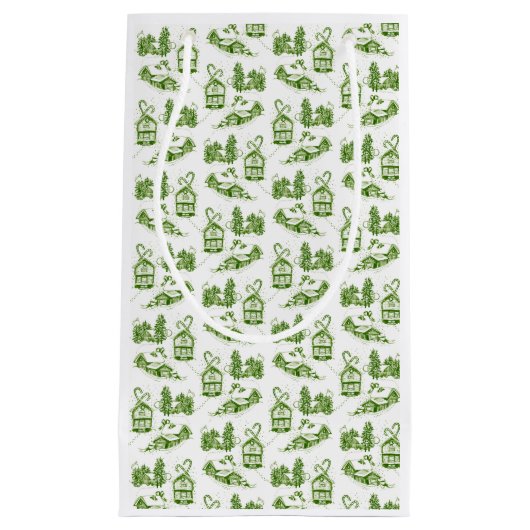 Snowy Christmas Toile | green Klein Cadeauzakje (Voorkant)