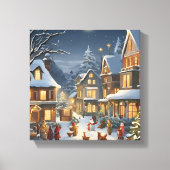 Snowy Christmas Town Canvas Afdruk (Voorkant)