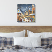 Snowy Christmas Town Canvas Afdruk (Insitu (Slaapkamer))