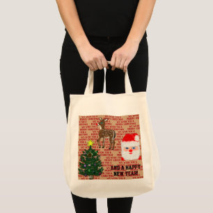 Snowy Christmas Tree Blue Ornament Ball Tote Bag