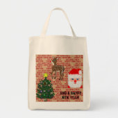 Snowy Christmas Tree Blue Ornament Ball Tote Bag (Voorkant)